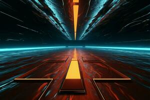 Abstract sci fi race forward arrow in a modern 3D illustration AI Generated photo