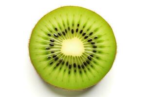 Slice of kiwi on white background. Generative AI. photo