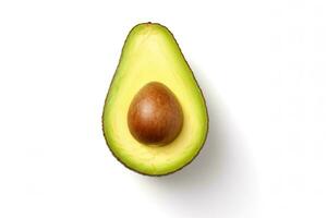 Half of avocado on white background. Generative AI. photo