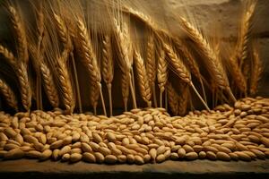 hora de viaje a antiguo Mesopotamia con antiguo trigo granos ai generado foto