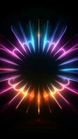 Neon brilliance forms a colorful semicircle on a black canvas Vertical Mobile Wallpaper AI Generated photo