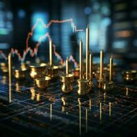 Candlestick graph symbolizes stock market dynamics, guiding astute business decisions For Social Media Post Size AI Generated photo