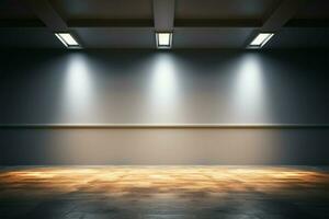 Serenely lit 3D rendering Empty room with top light illumination AI Generated photo