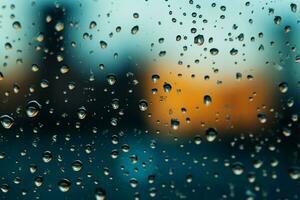 Wet window view Raindrop speckled glass during the monsoon season AI Generated photo