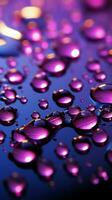 Raindrops on windowpane, softly lit by a calming purple glow Vertical Mobile Wallpaper AI Generated photo