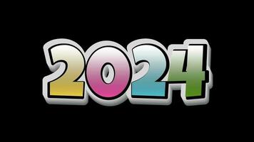 Animation number 2024 full color style with black background. video