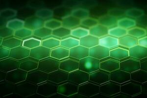 Network matrix A green honeycomb pattern forms a captivating abstract backdrop AI Generated photo