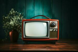 Vintage charm Still life featuring a classic red retro TV AI Generated photo
