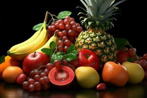 3D fruit illustration, capturing their appearance in lifelike detail AI Generated photo