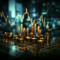 Business decisions informed by candlestick graph illustrating stock market trends effectively For Social Media Post Size AI Generated photo