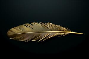 Black backdrop, a canvas for elegance with a golden feather AI Generated photo