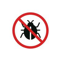 No insects icon sign symbol isolated on white background. Bug prohibition icon vector