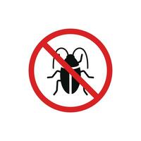 No insectos icono firmar símbolo aislado en blanco antecedentes. cucaracha prohibición icono vector