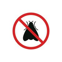 No insects icon sign symbol isolated on white background. Fly prohibition icon vector
