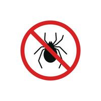 No insects icon sign symbol isolated on white background. Spider prohibition icon vector