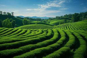 Green expanse Choui Fong tea plantation, a Chiang Rai marvel AI Generated photo