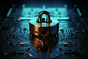Cybersecurity on board is represented by the Rex padlock icon AI Generated photo