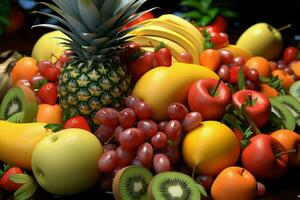 hiper realista tropical frutas, un sensorial deleite para todas ai generado foto
