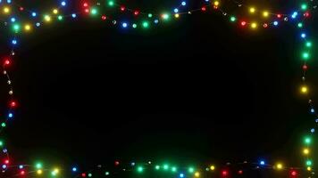 corda luzes estão pendurado e decorado dentro uma quadro, a cor do a luzes é uma Natal tema. video