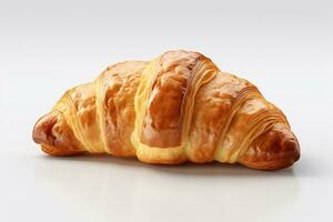 Fresh croissant isolated on white background, clipping path included. AI Generated photo