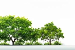 verde árbol aislado en un blanco antecedentes. 3d hacer imagen. ai generado foto