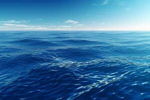 Blue sea water surface with ripples and waves. 3d rendering photo