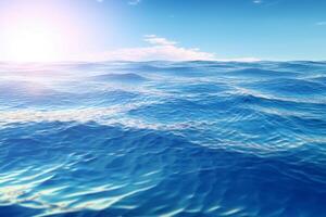 Blue sea water surface with ripples and waves. 3d rendering Ai Generated photo