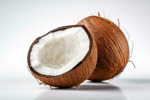 Coconut on white background. Clipping path included for easy editing. AI Generated photo