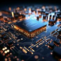 High tech electronics Circuit board showcases intricate pathways connecting various components For Social Media Post Size AI Generated photo