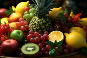 An array of tropical fruits, offering a taste of paradise AI Generated photo