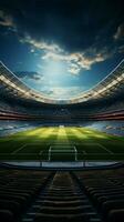 Grand stadium scene, Majestic 3D goalposts in rendered arena setting Vertical Mobile Wallpaper AI Generated photo