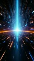 Hyperjump through a futuristic space tunnel with blue neon acceleration Vertical Mobile Wallpaper AI Generated photo