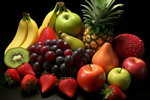 un surtido de frutas, representando varios tipos y sabores ai generado foto