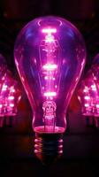 Incandescent lamps on the wall cast a vibrant, bright purple glow Vertical Mobile Wallpaper AI Generated photo