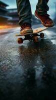 Concrete playground, Skateboarders on the asphalt, pushing the boundaries Vertical Mobile Wallpaper AI Generated photo