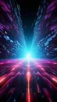 3D render of a warp jump Fast travel through a neon lit galaxy corridor Vertical Mobile Wallpaper AI Generated photo