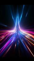 Mesmerizing 3D neon laser lines on a dark UV backdrop Vertical Mobile Wallpaper AI Generated photo