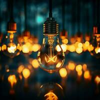 Array of light bulbs creates a dazzling collective illumination For Social Media Post Size AI Generated photo