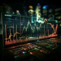 Financial chart displays trading profits, losses, and stock markets upward trend For Social Media Post Size AI Generated photo