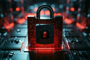 Digital security is robust, offering a seamless user experience with a red detailed padlock AI Generated photo