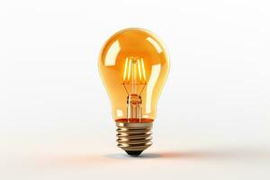 Glowing light bulb on a white background. 3D illustration. Ai Generated photo