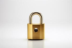 Golden padlock isolated on a white background. 3d illustration. Ai Generated photo