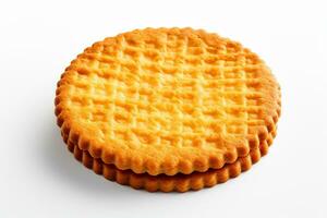 Cracker on white background, close up shot, shallow DOF Ai Generated photo