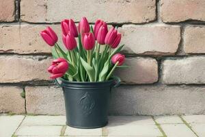 Tulip flower. background. AI Generative Pro Photo