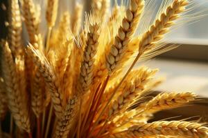 Detailed 3D rendering of a wheat bouquet, close up and realistic AI Generated photo