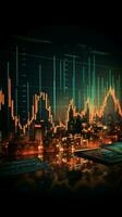 An informative and engaging title image displaying business and stock market graphs Vertical Mobile Wallpaper AI Generated photo