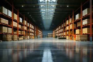 A vital logistics hub an empty warehouse for storage and distribution AI Generated photo