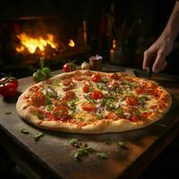 Experience artisanal pizza crafted by our talented in house chef For Social Media Post Size AI Generated photo