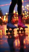 Roller skate enthusiasts, Silhouettes of paired legs in a fun hobby Vertical Mobile Wallpaper AI Generated photo