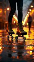 Roller skate enthusiasts, Silhouettes of paired legs in a fun hobby Vertical Mobile Wallpaper AI Generated photo